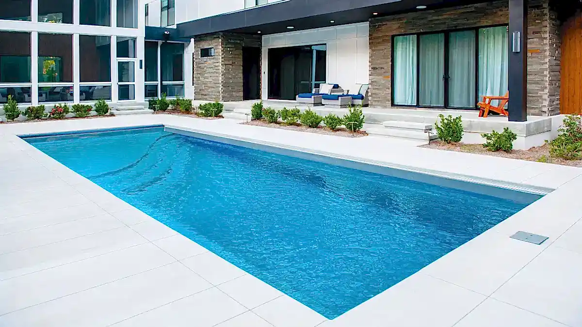 a swimming pool in a house.