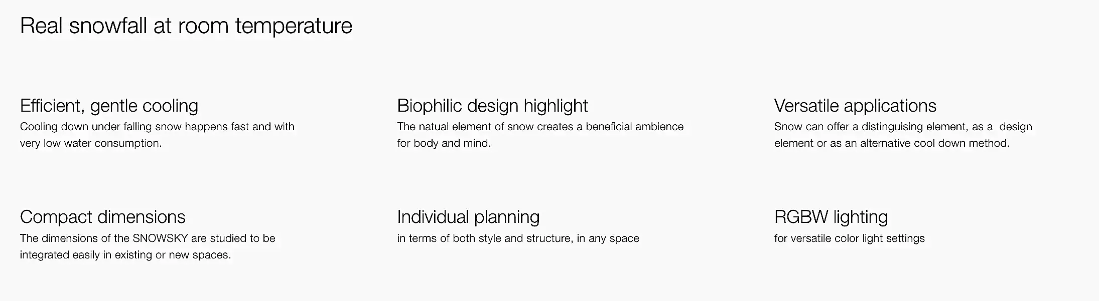 snow sky beneftis features